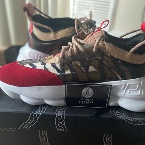 Versace chain reaction red animalier pattern